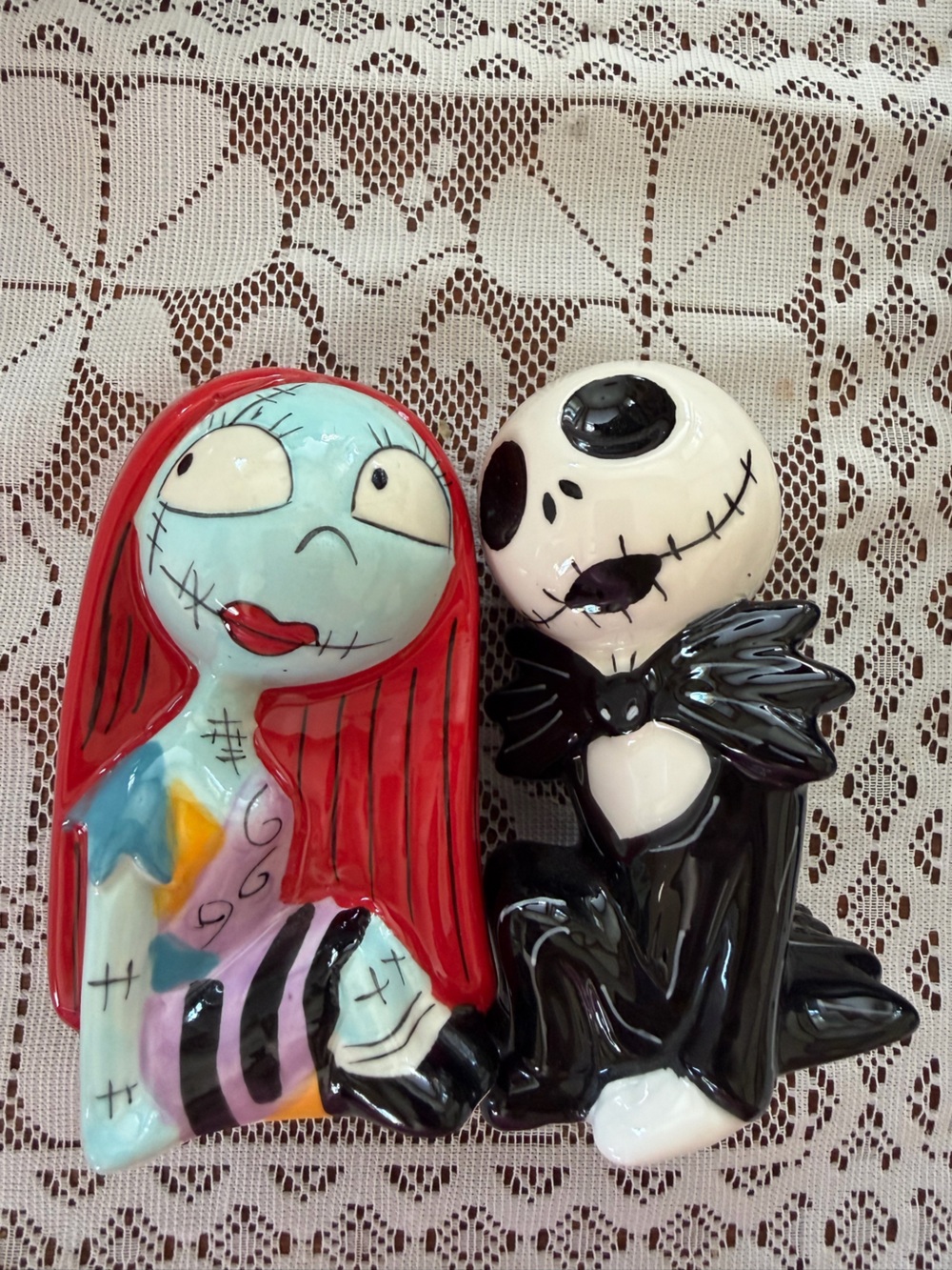 Nightmare Before Christmas Sally and Jack Salt and Pepper Shakers. New w/o Box